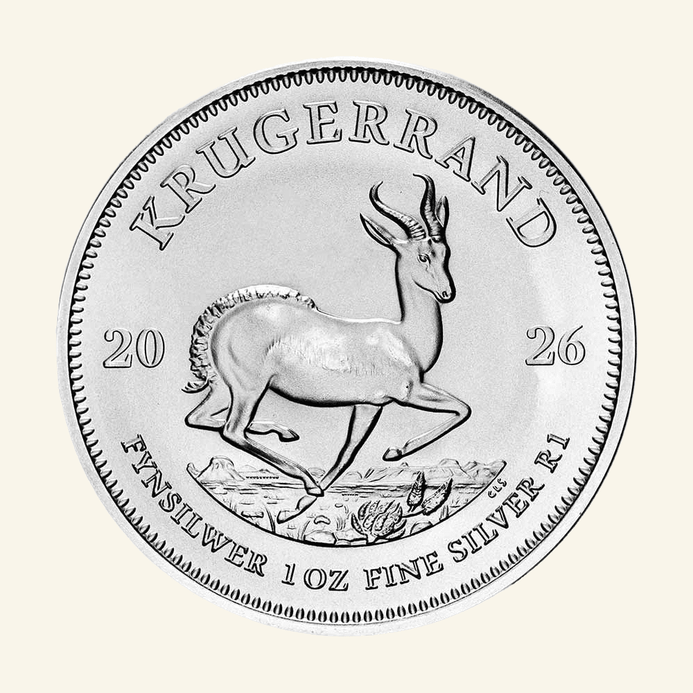 Silver Krugerrand 1oz coin for investment and collection.