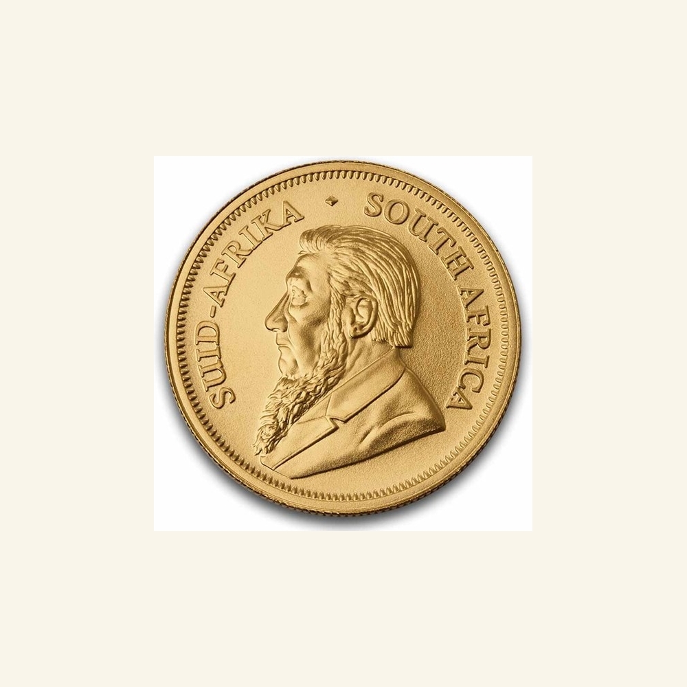 Gold Krugerrand coin with South African emblem, BU quality 2026.