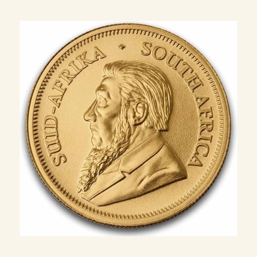 Gold Krugerrand coin with South African emblem, BU quality 2026.